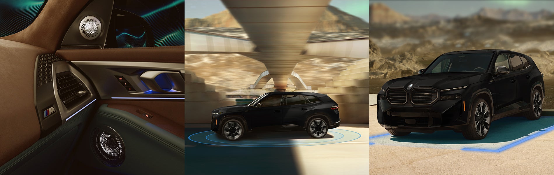 BMW XM Interior shot & Exterior XM driving with Active Driving Assistant and Parking Assistant Plus in BMW Showcase 1 in Derwood MD